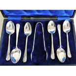 Antique James Deakins & Sons Silver Plated Teaspoons & Tongs