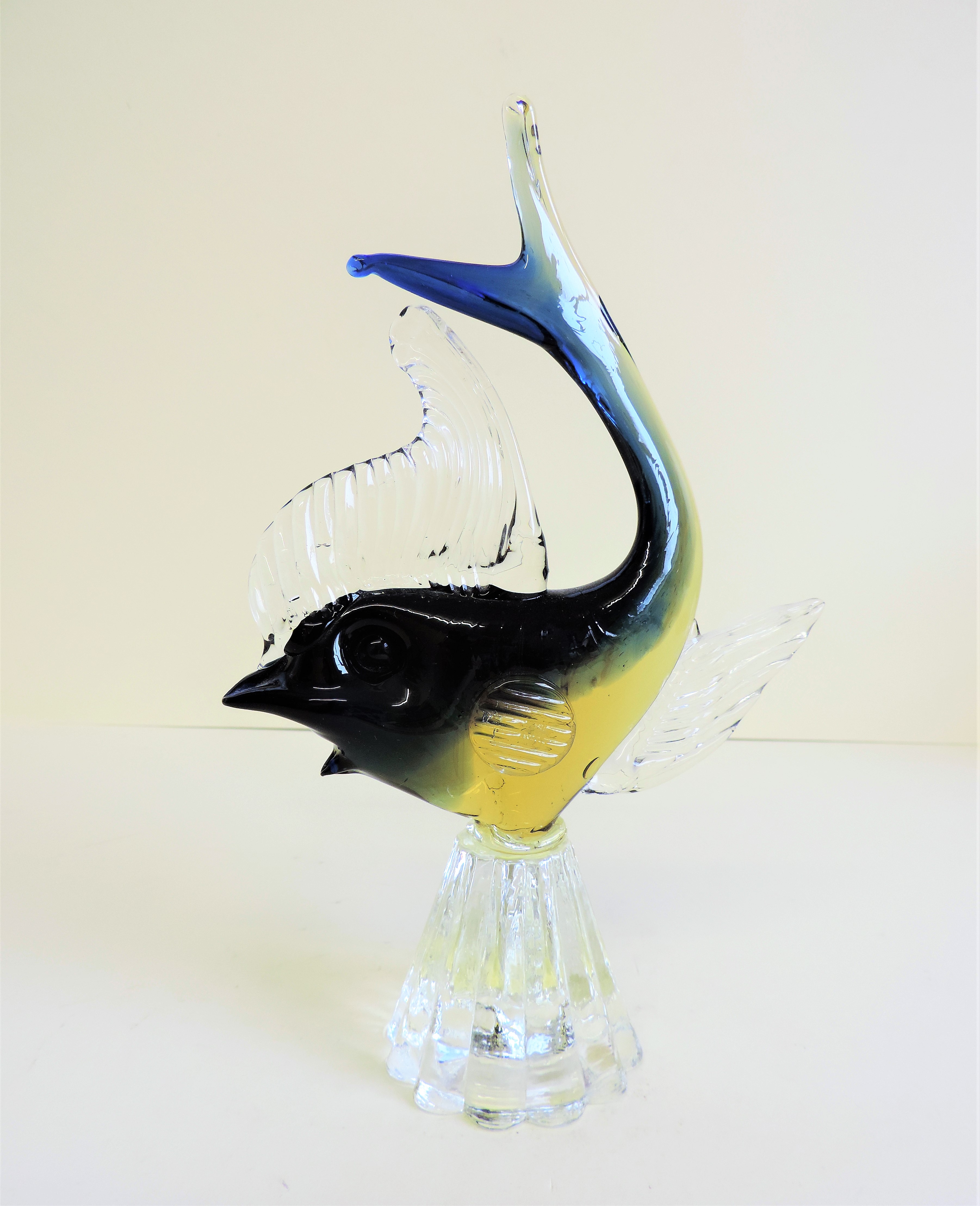 Vintage Murano Glass Blue & Gold Shark Sculpture 22cm tall - Image 3 of 5