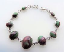 Sterling Silver Purple Green Gemstone Bracelet