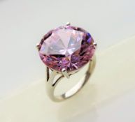 Sterling Silver Pink Solitaire Dress Ring
