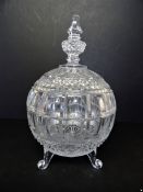 Vintage Cut Glass Lidded Cookie/Sweet Jar 28cm Tall