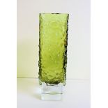 Green Whitefriars Style Square Bark Vase