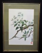 Original Watercolour Oriental Cherry Blossom Signed by Artist