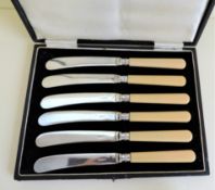 Vintage Cased Set Silver Plated Butter Knives