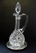 Vintage Crystal Decanter & Silver Plated Coaster