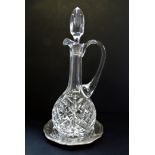 Vintage Crystal Decanter & Silver Plated Coaster