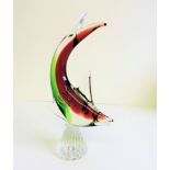 Vintage Murano Glass Shark Sculpture 28cm Tall