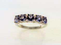 Sterling Silver 5 Stone Tanzanite Ring