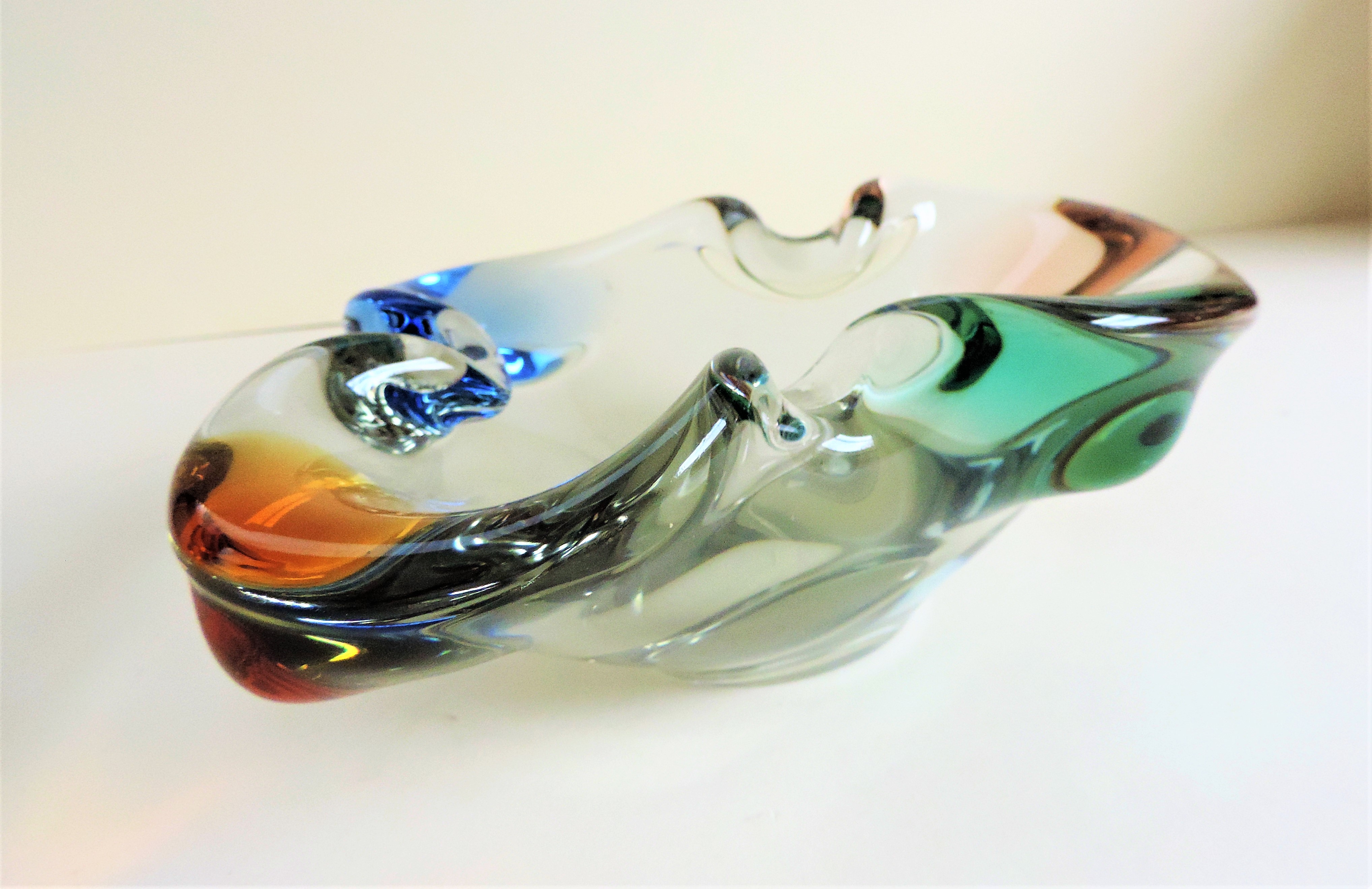 Frantisek Zemek Art Glass Bowl by the Mstisov Glassworks