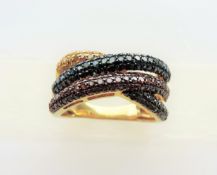 Multi Colour Diamond Crossover Ring