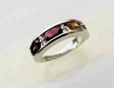 Rainbow Multi Colour Gemstone Band Ring