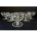 Set of 6 Antique Edwardian Etched Glass Dessert/Sundae Dishes