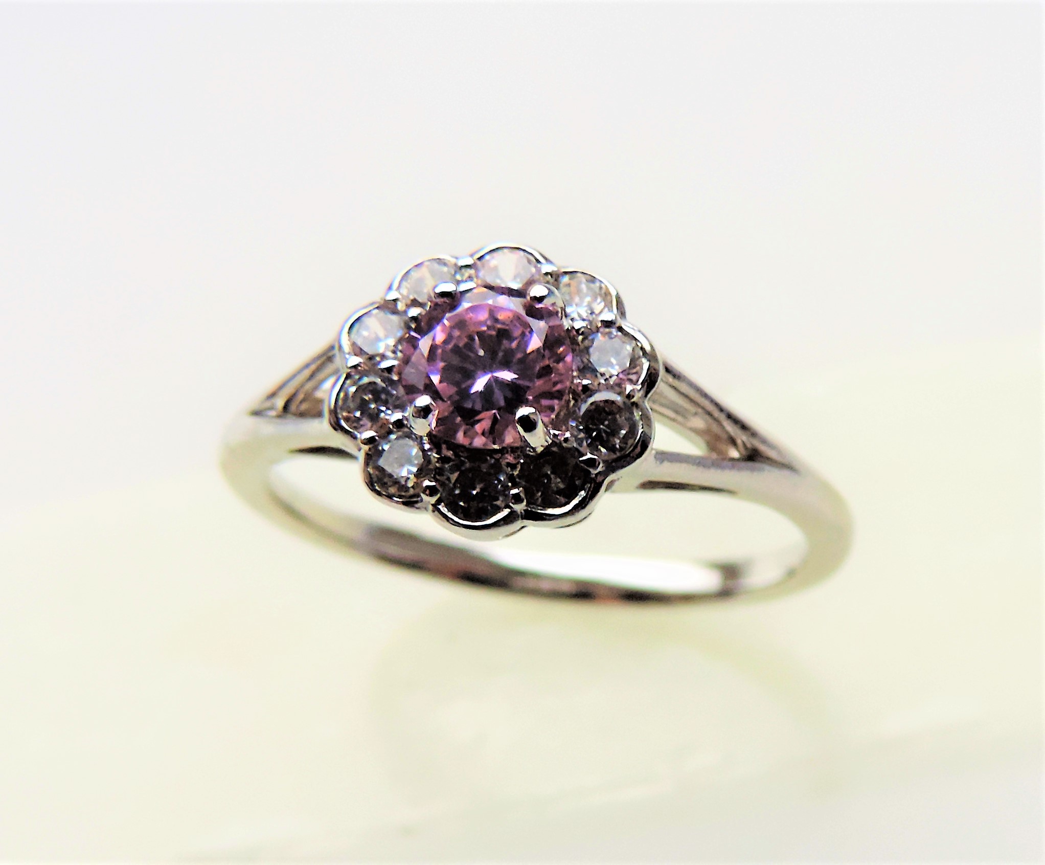 Pink and White Sapphire Sterling Silver Ring - Image 2 of 5