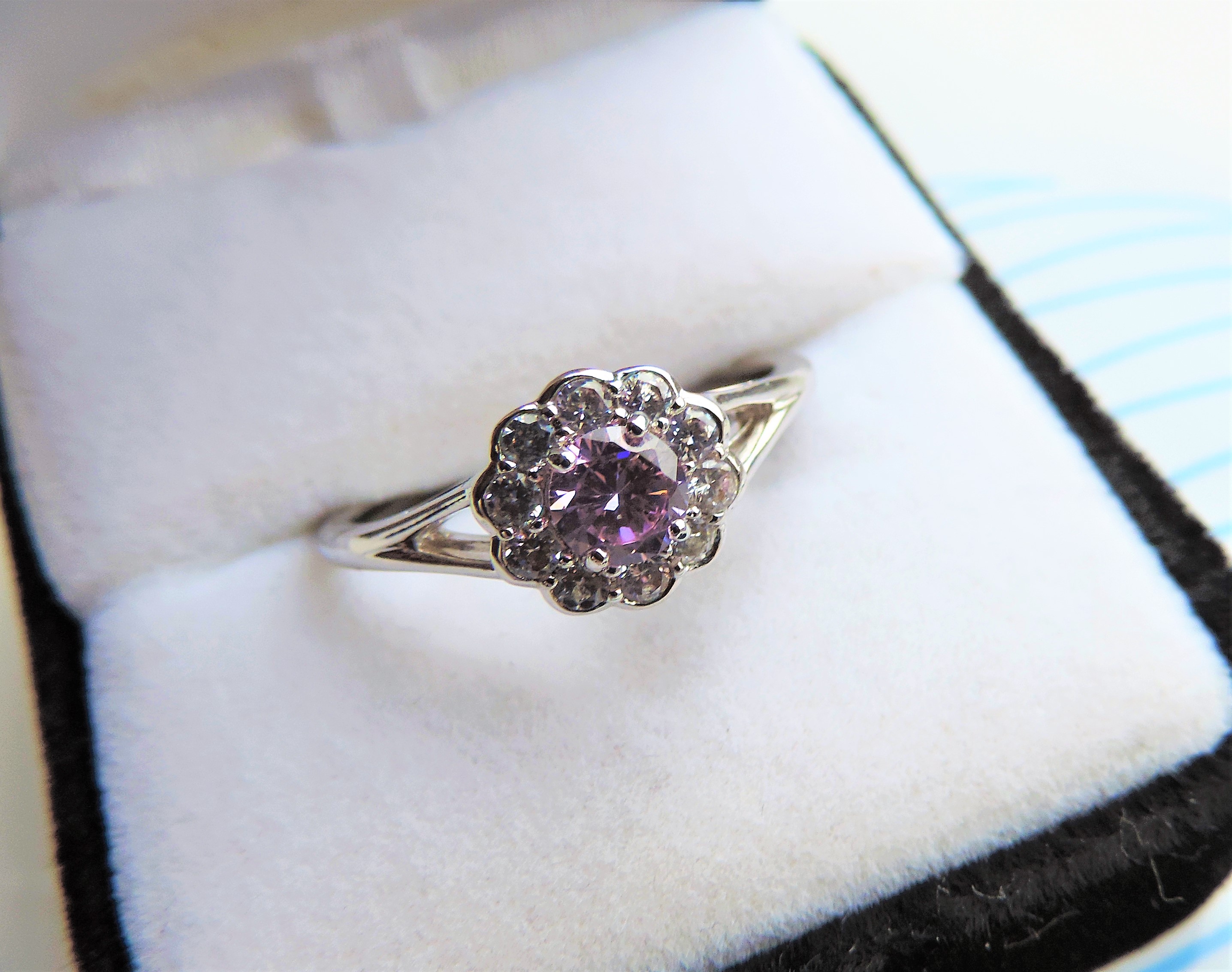 Pink and White Sapphire Sterling Silver Ring - Image 5 of 5