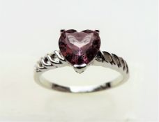 Heart Shaped Pink Tourmaline Ring