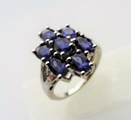 2 carat Royal Blue Topaz Cluster Ring