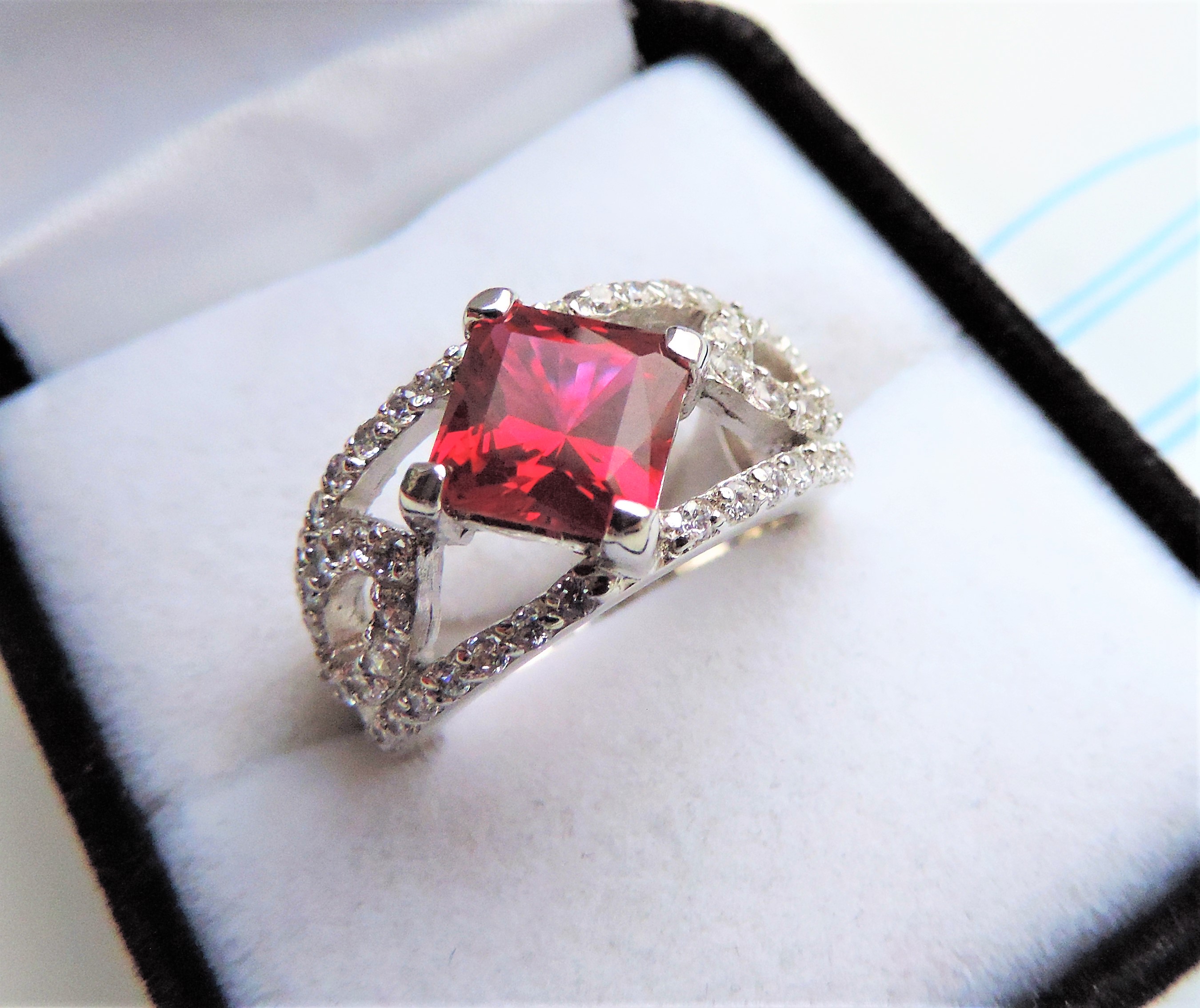 Sterling Silver Diamonique & Ruby Ring - Image 4 of 4