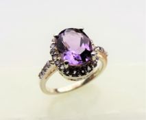 2.4 carat Amethyst & Diamond Ring