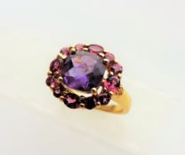 2ct Cushion Cut Amethyst & Pink Sapphire RIng