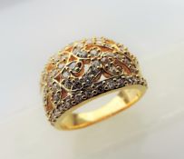 Sterling Silver Gilt Scrolled Filigree Gemstone Ring