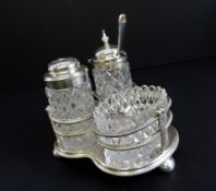 Mappin & Webb Silver Plate & Cut Glass Condiment Set