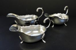 Trio Antique Silver Plated Gravy/Sauce Boats