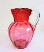 Large Antique Victorian Cranberry Glass Vase 18cm Tall