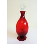 Antique Ruby Red Glass Decanter 27cm Tall