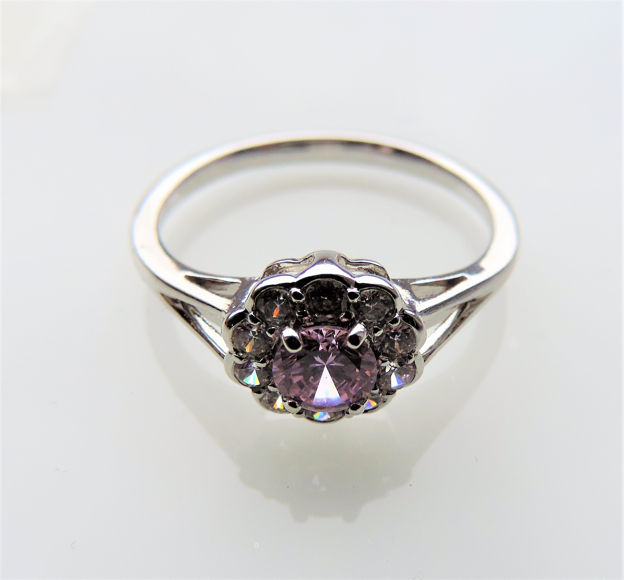 Pink and White Sapphire Sterling Silver Ring - Image 4 of 5