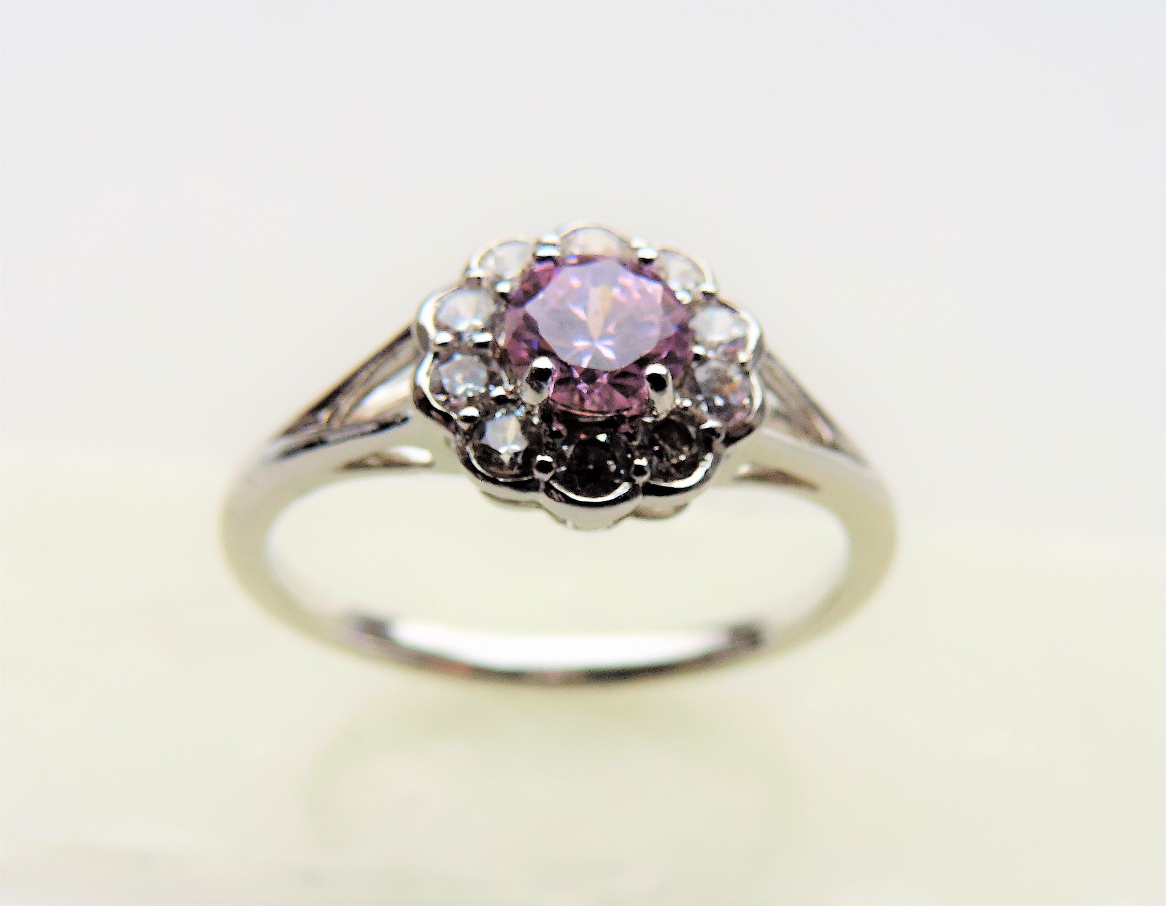 Pink and White Sapphire Sterling Silver Ring - Image 3 of 5