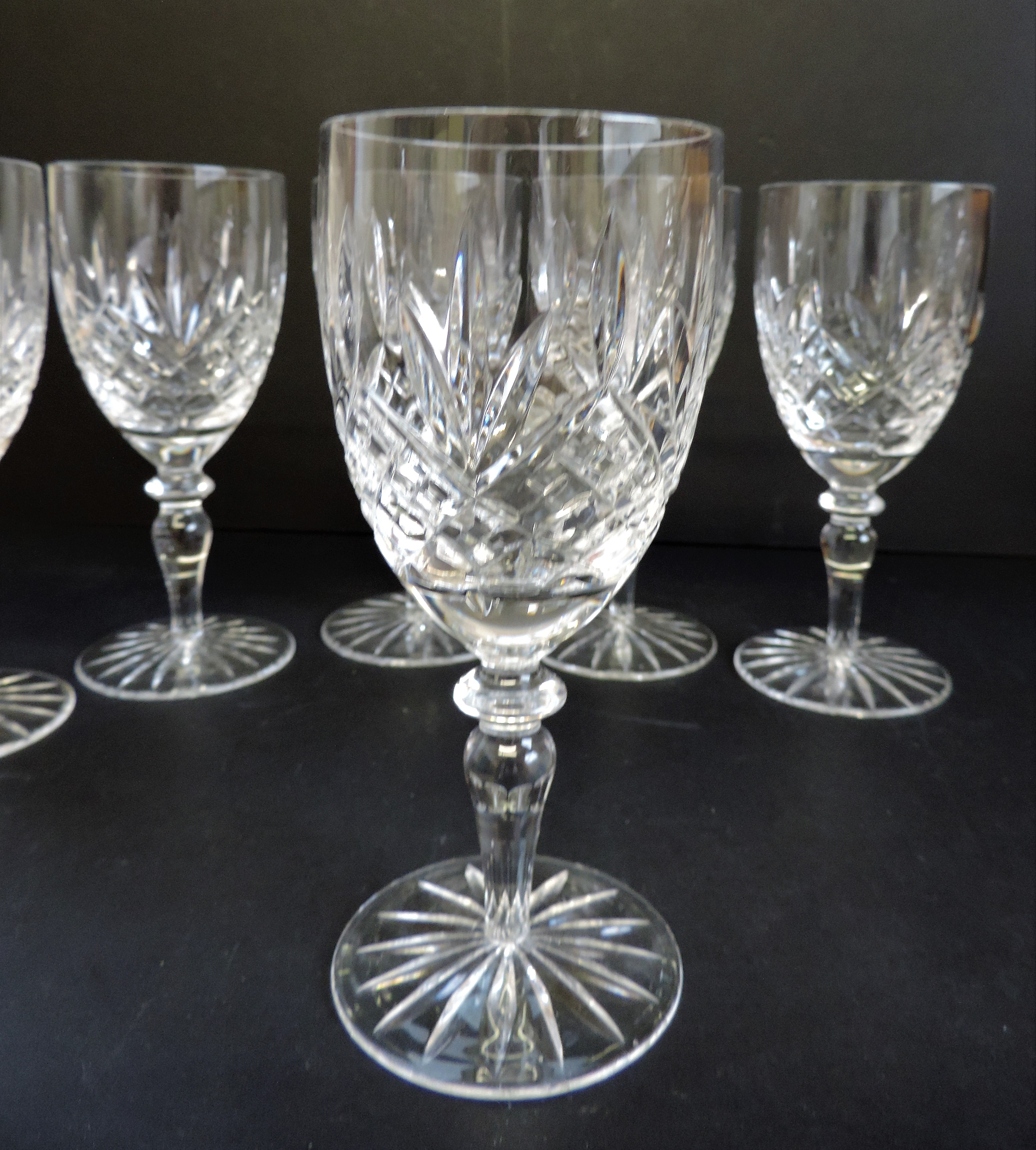 Set 6 Cut Crystal Wine Glasses & Silver Plated Bottle Coaster - Image 6 of 6