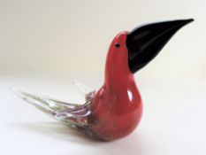 Vintage Murano Glass Toucan 29cm Wide