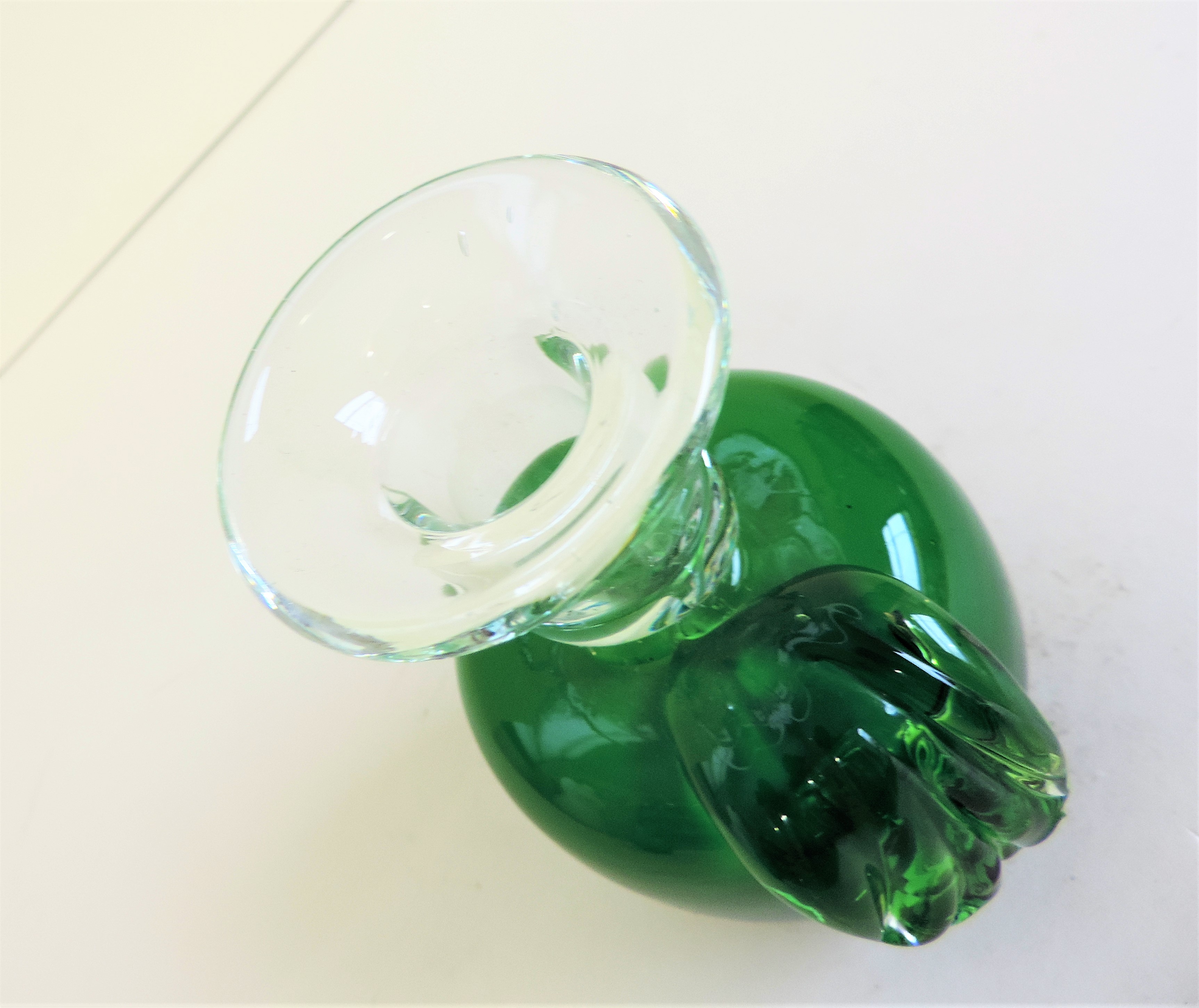 Green Art Glass Apple Shaped Candlestick - Image 2 of 4