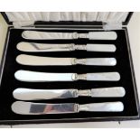Antique Silver Plate Mother of Pearl Handled Butter Knives