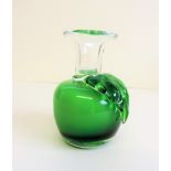 Vintage Art Glass Green Apple Candlestick