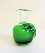 Vintage Art Glass Green Apple Candlestick