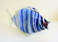 Large Murano Glass End of Day Fish Sculpture 32cm Long