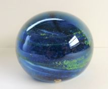 Large Mdina Signed Glass Globe Paperweight