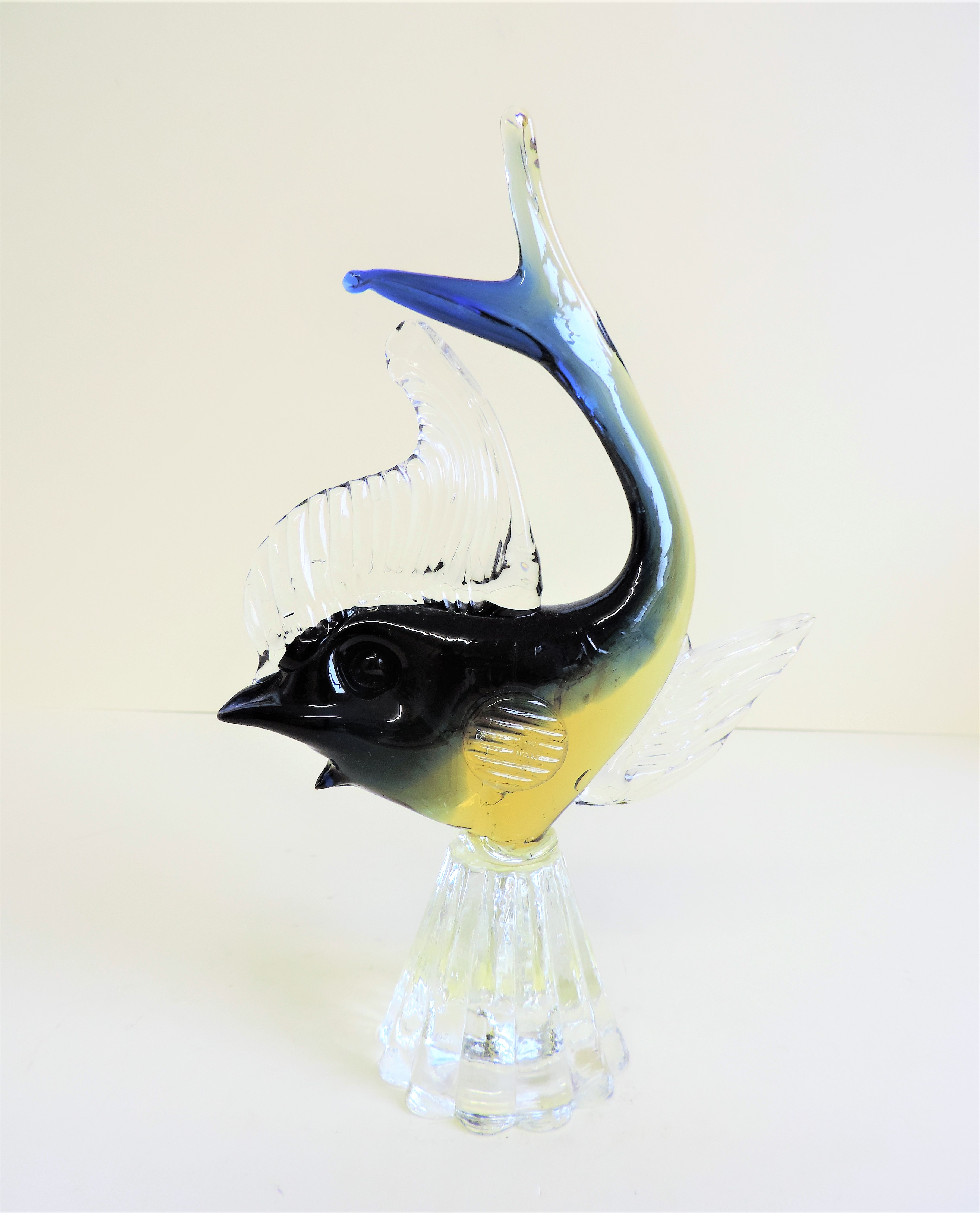 Vintage Murano Glass Blue & Gold Shark Sculpture 22cm tall - Image 2 of 5