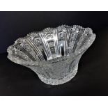 Vintage Bohemian Hand Cut Crystal Bowl Large 26cm wide