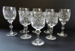 8 Vintage Cut Crystal Wine Glasses