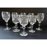 8 Vintage Cut Crystal Wine Glasses