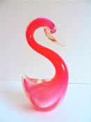 Vintage Murano Glass Pink Swan 26cm Tall