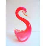 Vintage Murano Glass Pink Swan 26cm Tall