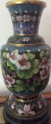 Two Scarce Chinese Cloisonné Lotus Flowers and Birds Matching Vases