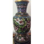 Two Scarce Chinese Cloisonné Lotus Flowers and Birds Matching Vases