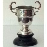 Solid Silver Trophy On Round Display Plinth, Circa 1930