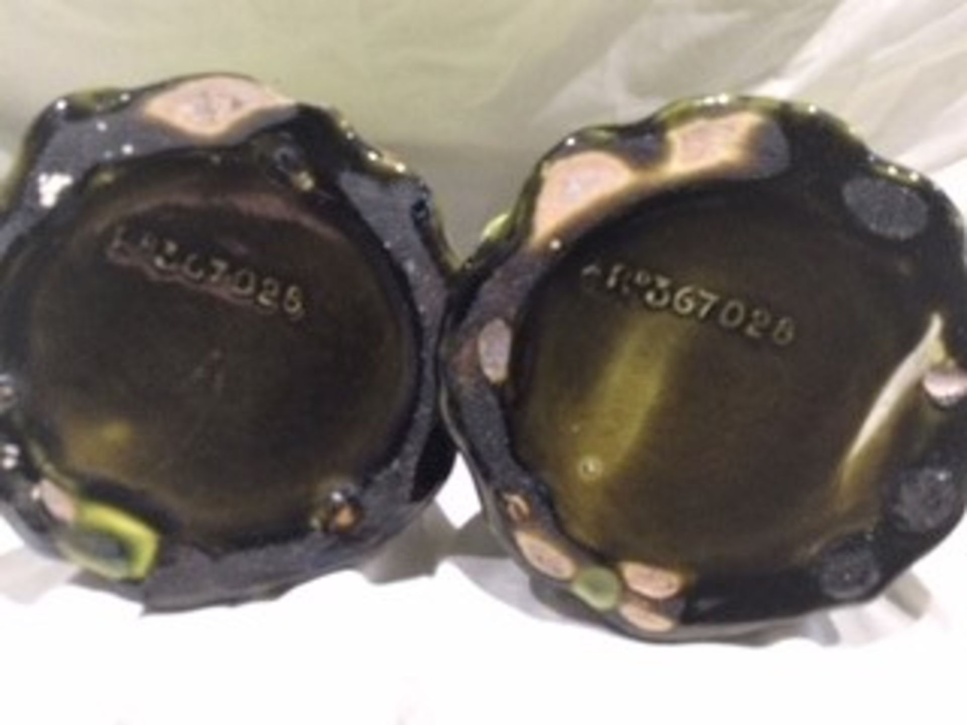 A Pair of Burmantofts Majolica Owl Spill Holders - Image 2 of 2