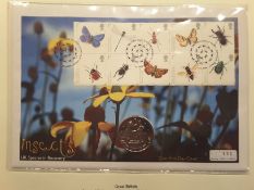 GB COIN FIRST DAY COVER - INSECTS, UK SPECIES IN RECOVERY 2008