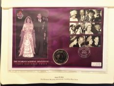 GB COIN FIRST DAY COVER - THE DIAMOND WEDDING ANNIVERSARY OF QUEEN ELIZABETH